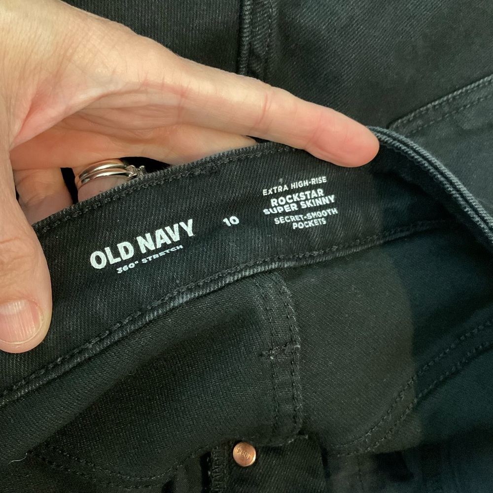 Old Navy Black Exposed Button Fly Extra High Rise Rockstar Super Skinny Size10 - Picture 5 of 6